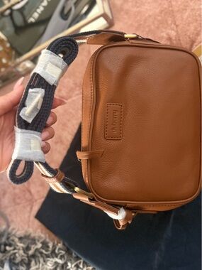Dubarry of Ireland Tan Leather Belt Bag with Striped Strap